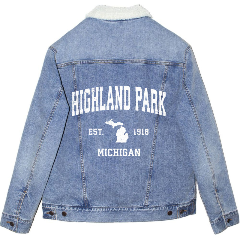 Highland Park Michigan Mi Vintage Athletic Sports Unisex Sherpa-lined Denim Jacket | Artistshot