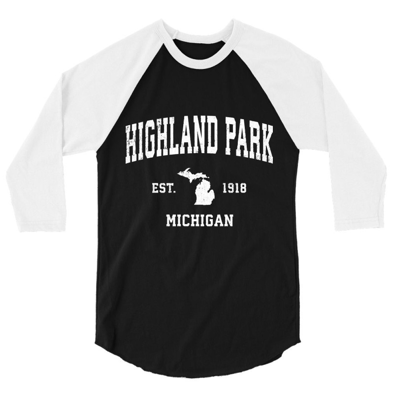 Highland Park Michigan Mi Vintage Athletic Sports 3/4 Sleeve Shirt | Artistshot