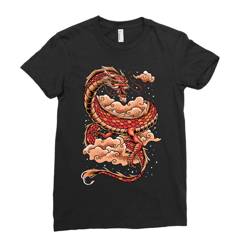 Awesome Mystical Chinese Dragon King Of Dragon Ladies Fitted T-Shirt by spreesgomez | Artistshot