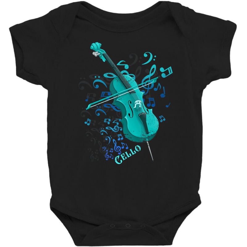 Music Notes Treble Clef Cellist Gift Orchestra Cel Baby Bodysuit by africaka | Artistshot