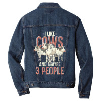 I Like Cows And Maybe 3 People Funny Farm Animal C Men Denim Jacket | Artistshot