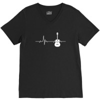 Guitar Musician Gift Acoustic Guitar Heartbeat V-neck Tee | Artistshot