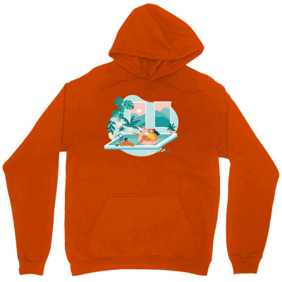Couple Spend Summer Vacation At Swimming Pool During Quarantine. Unisex Hoodie Designed By Angelina Bambina