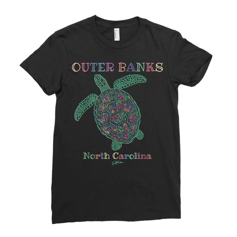 Jcombs Outer Banks, North Carolina, Sea Turtle T S Ladies Fitted T-Shirt by ewubea | Artistshot