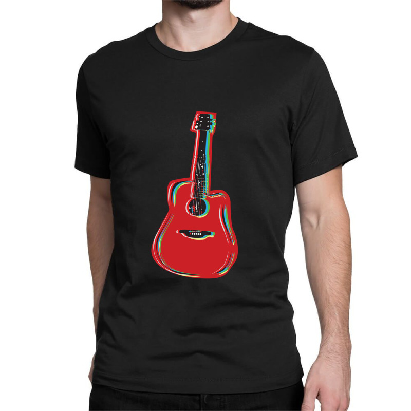 Guitar On Red Classic T-shirt | Artistshot