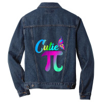 Pi Day Funny Cute Cutie Pi Pretty Math Butterfly Men Denim Jacket | Artistshot