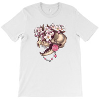 Fancy Cat Skull With Cherry Blossums T-shirt | Artistshot