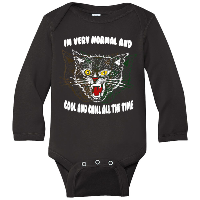 Angry Cat Iâ€™m Very Normal And Cool And Chil Long Sleeve Baby Bodysuit by imelde | Artistshot