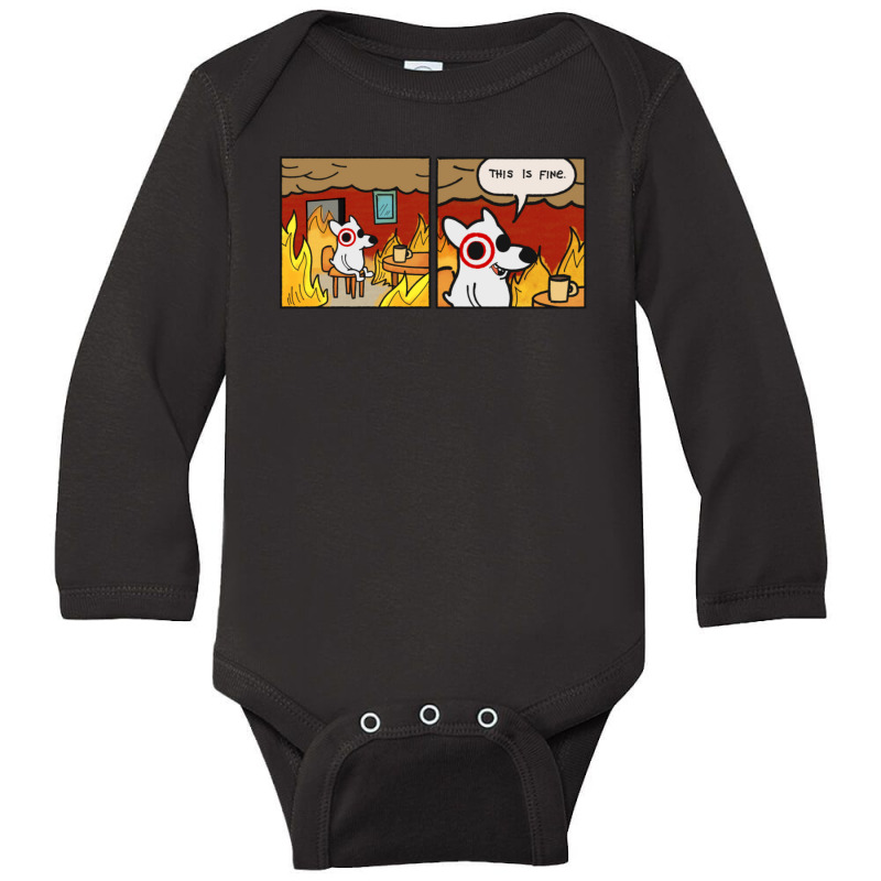 This Is Fine Bullseye Long Sleeve Baby Bodysuit | Artistshot