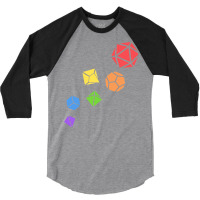 Polyhedral Dice Set Rainbow Tabletop Rpg 3/4 Sleeve Shirt | Artistshot