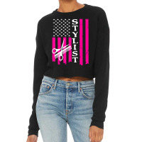 Hair Stylist American Flag Tshirt Cropped Sweater | Artistshot