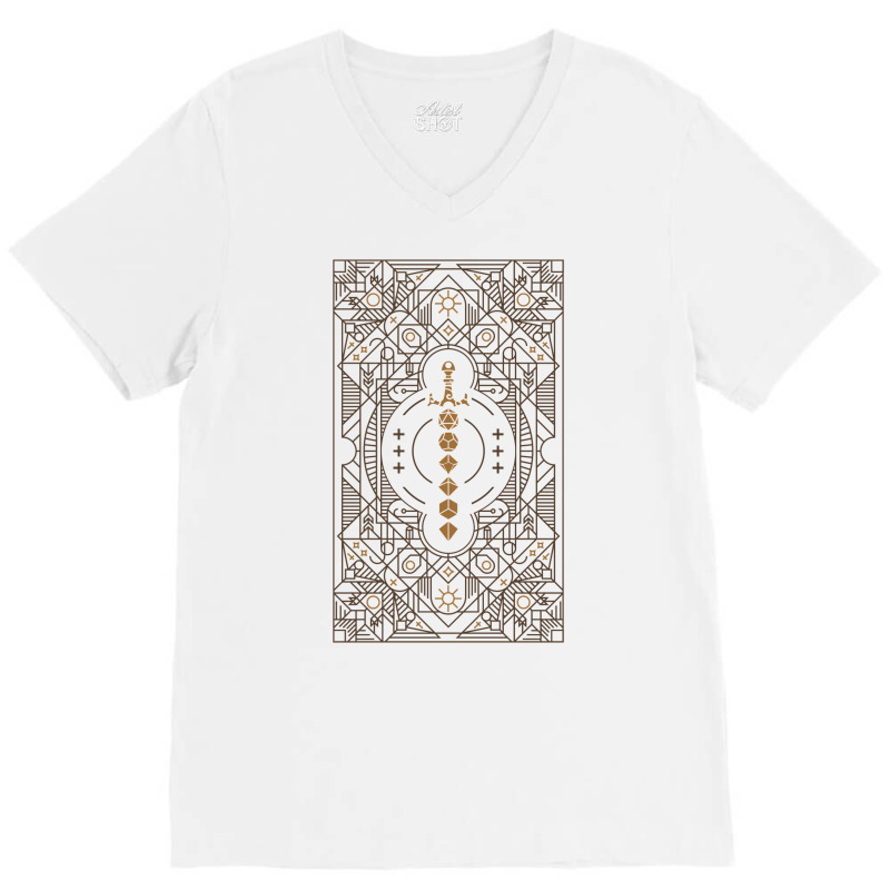 Polyhedral Dice Sword Vintage Minimalist Tabletop V-Neck Tee by basaulajtonya | Artistshot