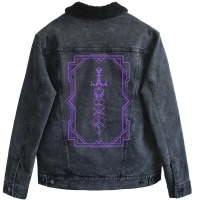 Purple Framed Vintage Polyhedral Dice Set Sword Unisex Sherpa-lined Denim Jacket | Artistshot