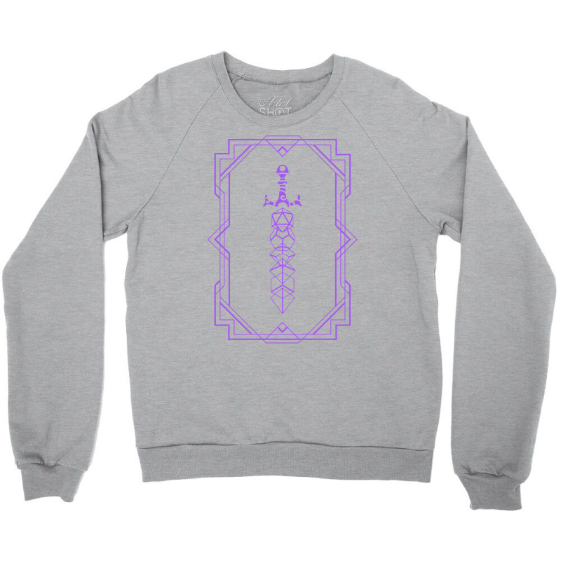 Purple Framed Vintage Polyhedral Dice Set Sword Crewneck Sweatshirt by basaulajtonya | Artistshot