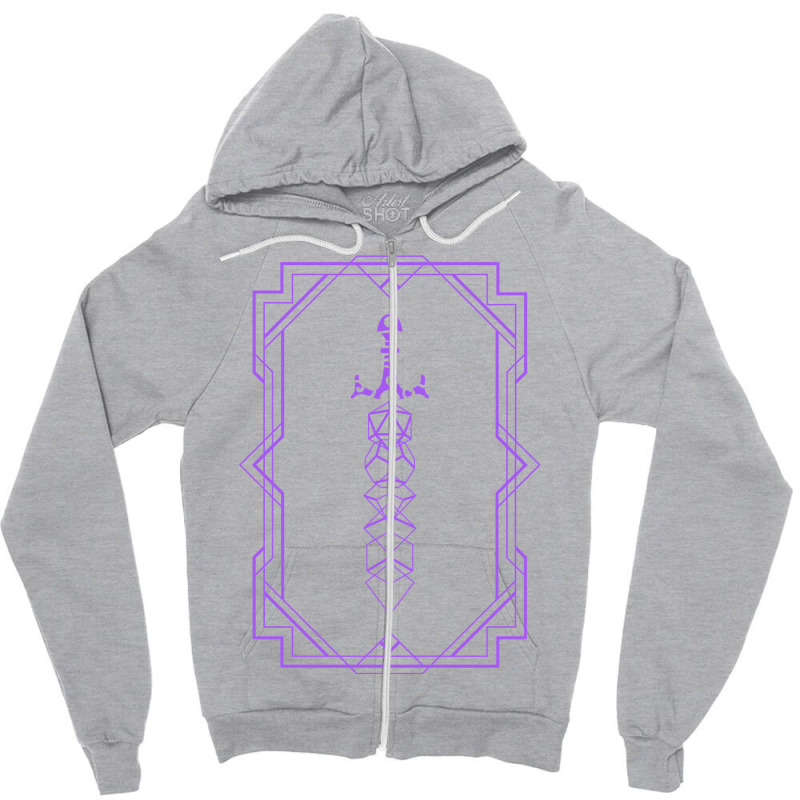 Purple Framed Vintage Polyhedral Dice Set Sword Zipper Hoodie by basaulajtonya | Artistshot