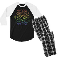 Purple Geometric Polyhedral D20 Dice Rainbow Table Men's 3/4 Sleeve Pajama Set | Artistshot