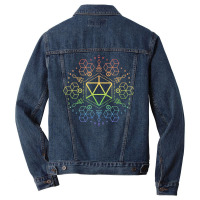 Purple Geometric Polyhedral D20 Dice Rainbow Table Men Denim Jacket | Artistshot