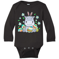 Womens Hippo Wearing Rabbit Bunny Ears Funny Easte Long Sleeve Baby Bodysuit | Artistshot