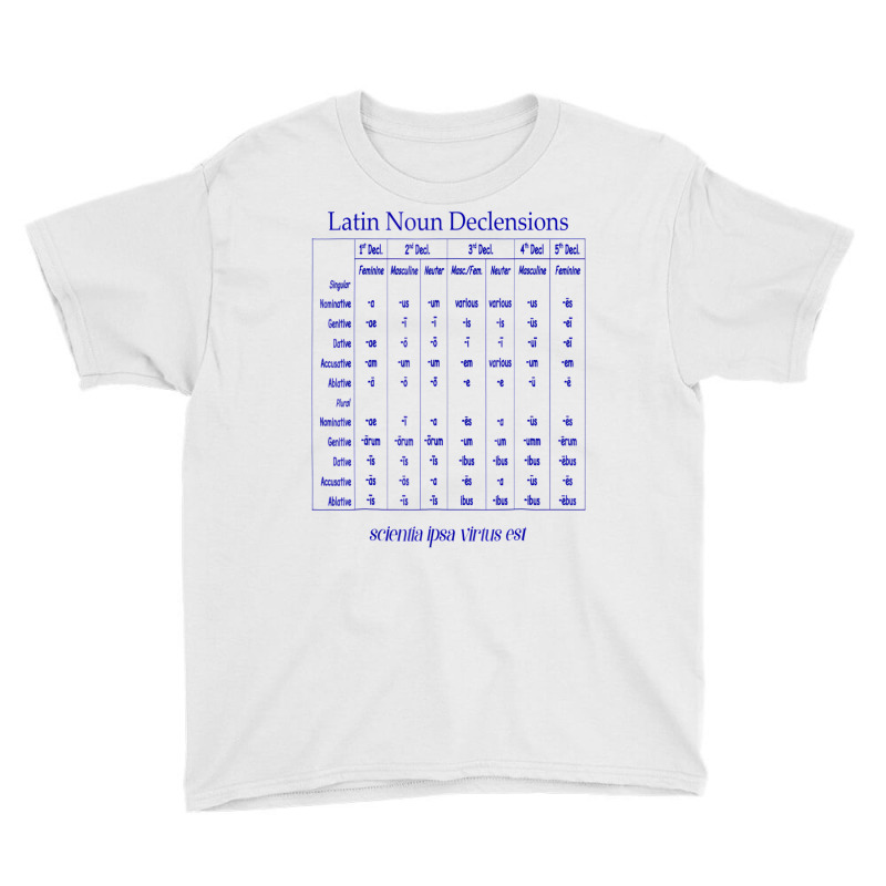 Latin Noun Declension Chart T Shirt For Classical Youth Tee by worrekal | Artistshot