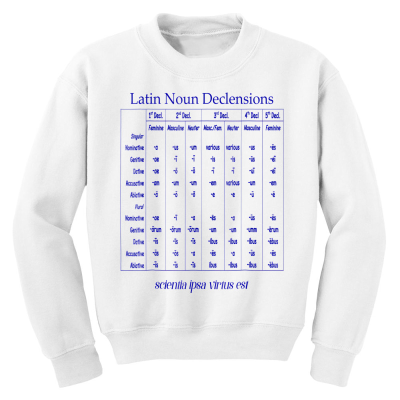 Latin Noun Declension Chart T Shirt For Classical Youth Sweatshirt by worrekal | Artistshot