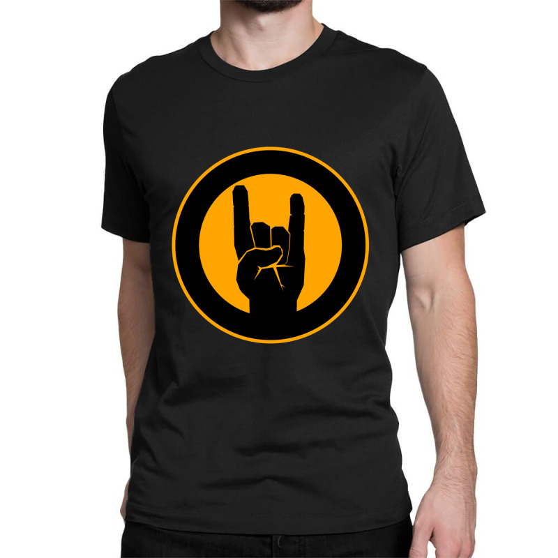 Heavy Metal Satan Horns Ring Black & Orange Classic T-shirt by NANCYLTICKLE-SUMMERS | Artistshot