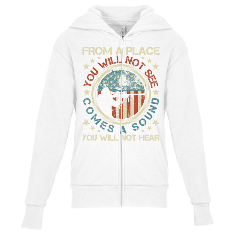 A Sound You Will Not Hear   Marksmanship Long Rang Youth Zipper Hoodie | Artistshot