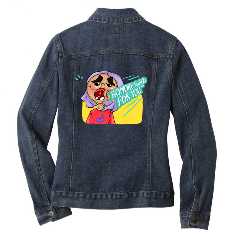 Snack Punch Ladies Denim Jacket by manatee_papa | Artistshot