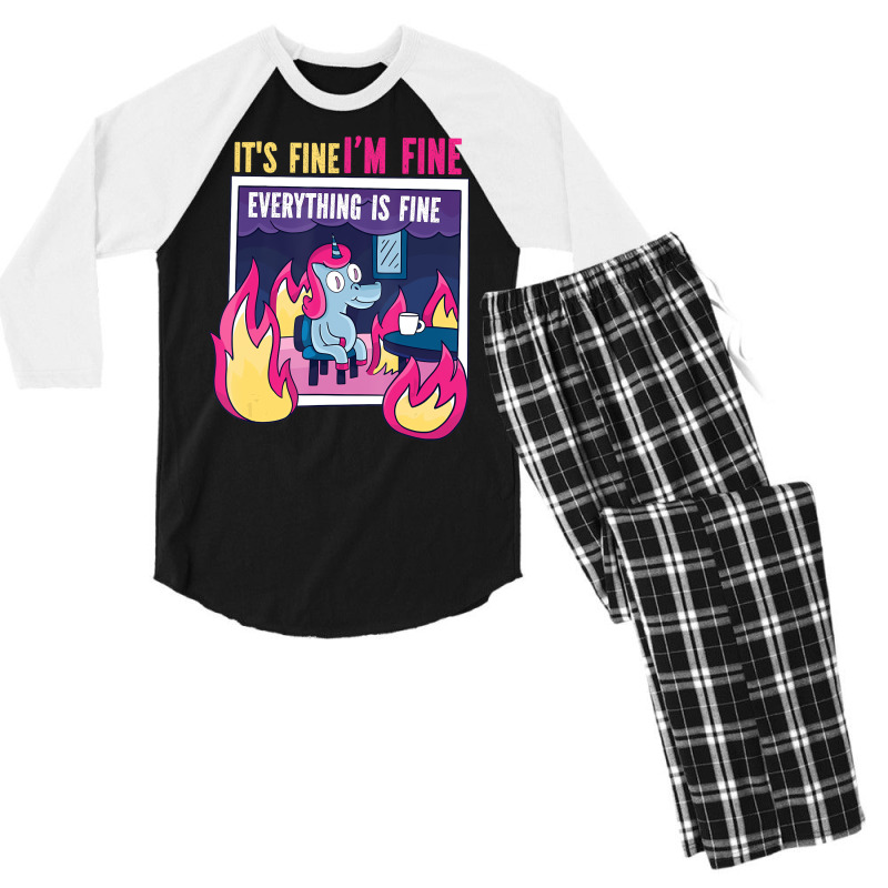 It's Fine, I'm Fine. Everything's Fine. Gag Unicor Men's 3/4 Sleeve Pajama Set | Artistshot