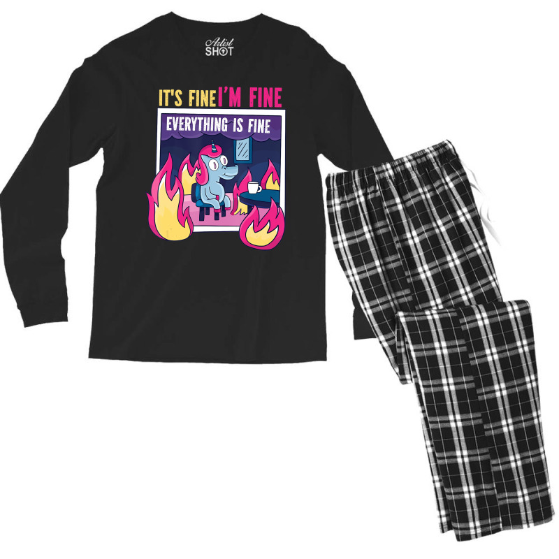 It's Fine, I'm Fine. Everything's Fine. Gag Unicor Men's Long Sleeve Pajama Set | Artistshot