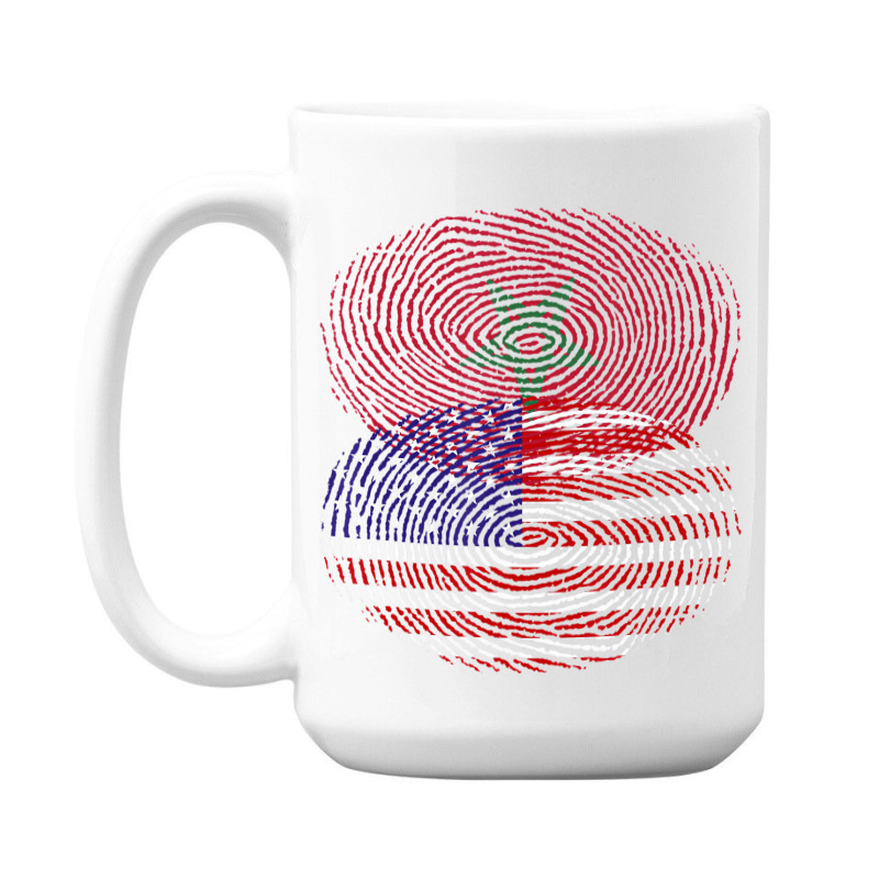 Moroccan American Fingerprint Flags T Shirt 15 Oz Coffee Mug by catricegar | Artistshot