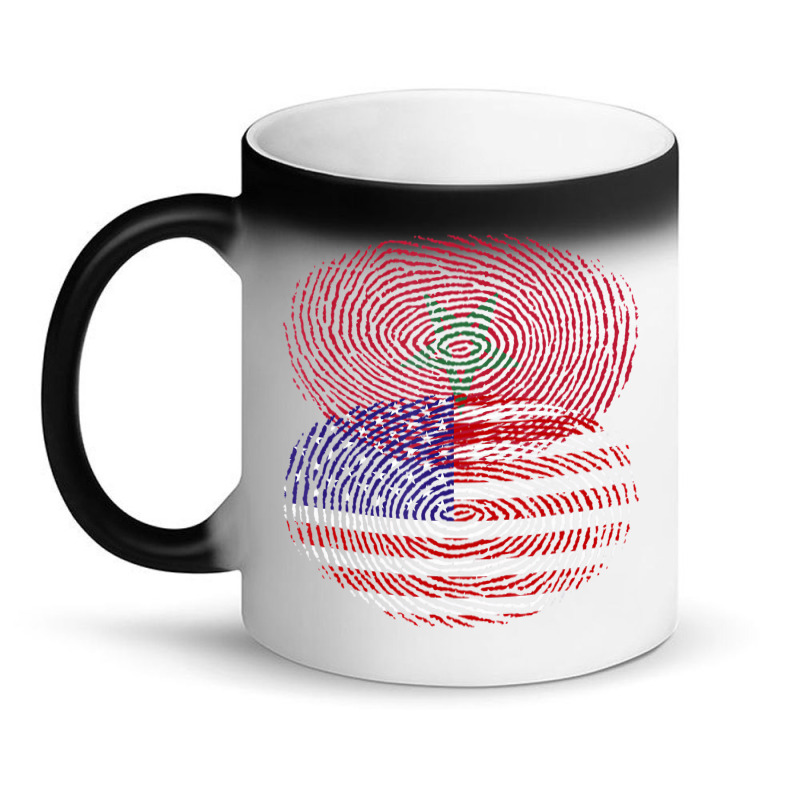 Moroccan American Fingerprint Flags T Shirt Magic Mug by catricegar | Artistshot