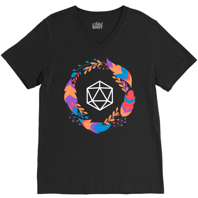 Rainbow Boho Polyhedral D20 Dice Tabletop Rpg Gami V-Neck Tee by basaulajtonya | Artistshot