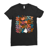 Groovy Spooky Vibes Vintage Floral Ghost Hippie Ha Ladies Fitted T-shirt | Artistshot