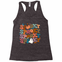 Groovy Spooky Vibes Vintage Floral Ghost Hippie Ha Racerback Tank | Artistshot