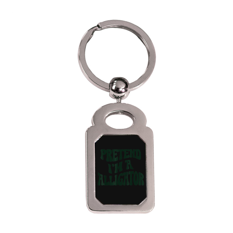 Pretend I'm A Alligator Funny Lazy Halloween Costu Silver Rectangle Keychain | Artistshot