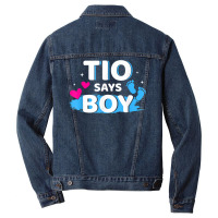 Mens Gender Reveal Tio Says Boy Matching Family Ba Men Denim Jacket | Artistshot