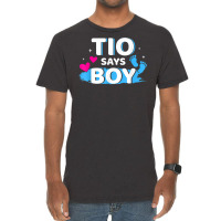 Mens Gender Reveal Tio Says Boy Matching Family Ba Vintage T-shirt | Artistshot