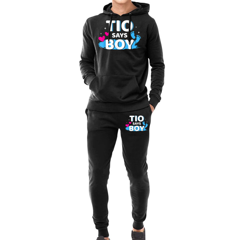 Mens Gender Reveal Tio Says Boy Matching Family Ba Hoodie & Jogger Set | Artistshot