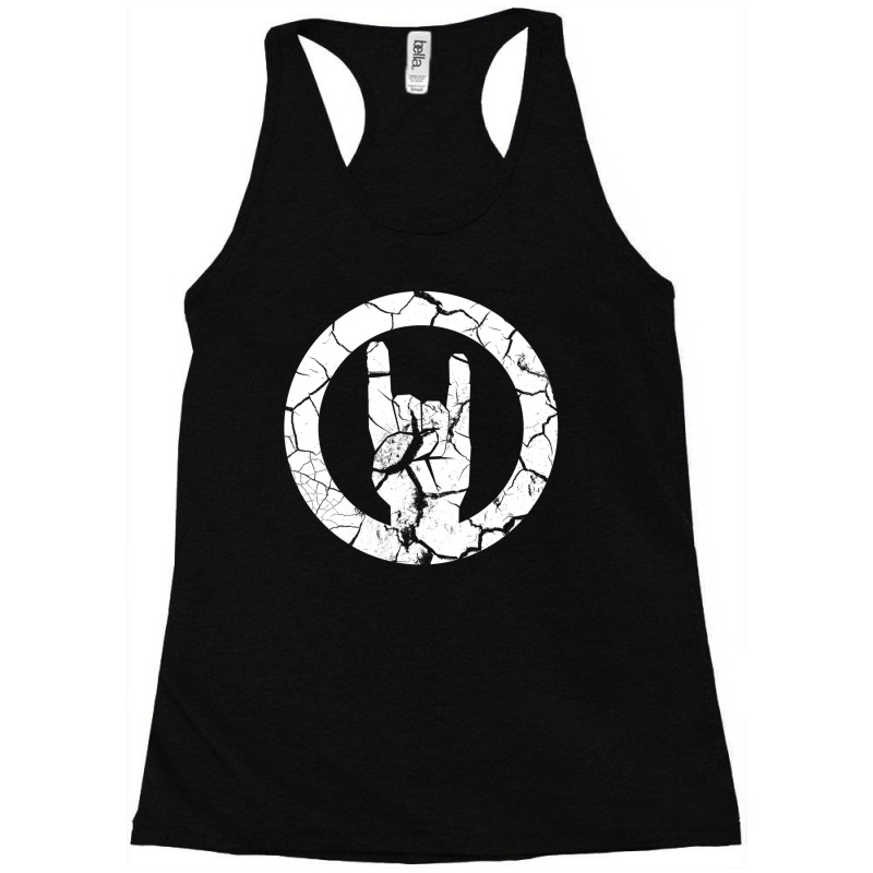 Heavy Metal Satan Horns Ring White Cracked 1 Racerback Tank by NANCYLTICKLE-SUMMERS | Artistshot