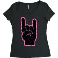 Heavy Metal Satan Horns Black & Hot Pink Cracked 1 Women's Triblend Scoop T-shirt | Artistshot