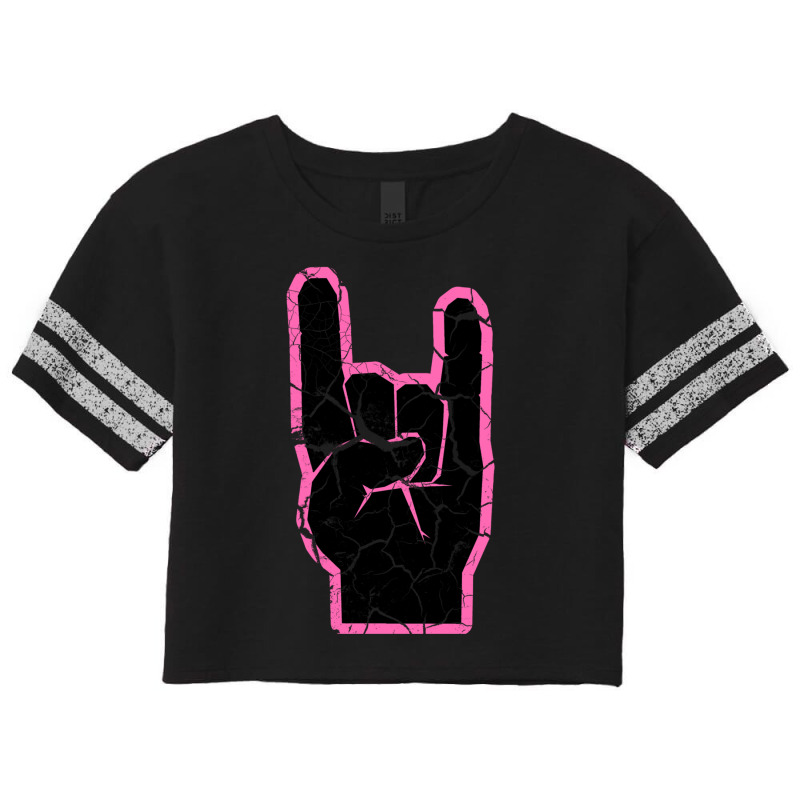 Heavy Metal Satan Horns Black & Hot Pink Cracked 1 Scorecard Crop Tee by NANCYLTICKLE-SUMMERS | Artistshot