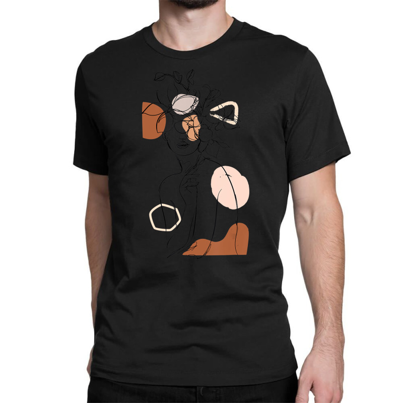 Line Art Face Abstract Art One Line Minimal Line D Classic T-shirt by kranendon | Artistshot