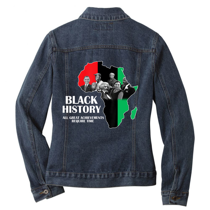 Black History Juneteenth Inspring Black Leader Map Ladies Denim Jacket by aiiluurosy | Artistshot