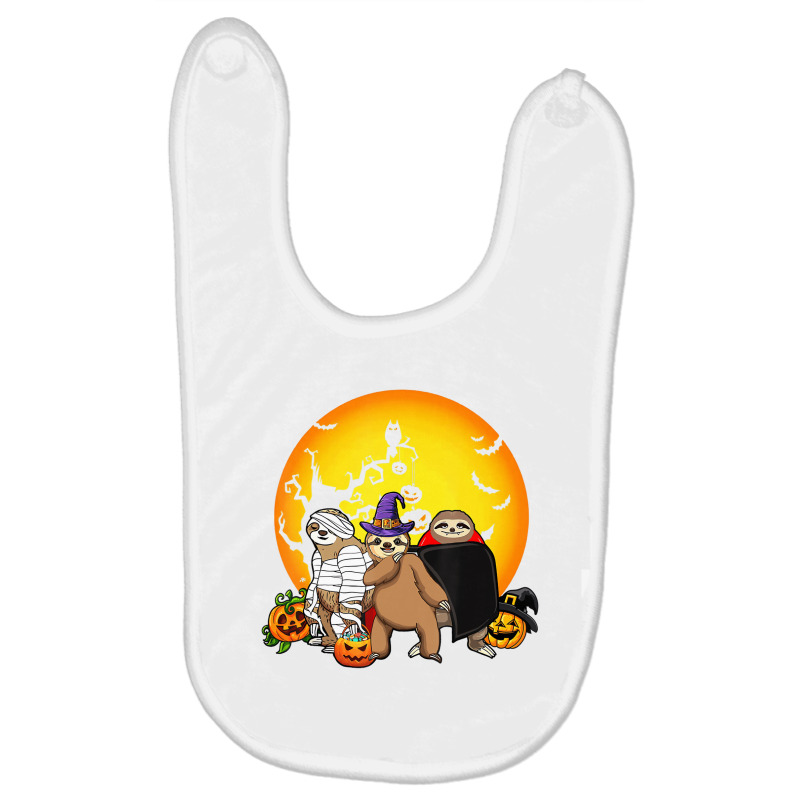 Boo Halloween Sloth With Pumpkin Funny Halloween C Baby Bibs by holden | Artistshot