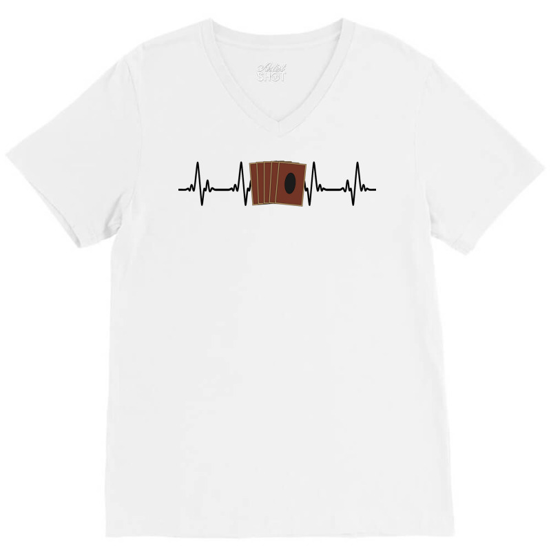 Black Colored Heartbeat I Love Trading Card Games V-neck Tee | Artistshot