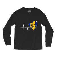 Barbados Bajan Flag Pride Heart Flag Map Dna Herit Long Sleeve Shirts | Artistshot