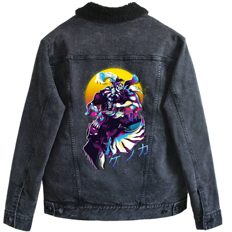 Final Fantasy Vi 6   Kefka Retrowave Unisex Sherpa-Lined Denim Jacket by suardlakiof | Artistshot