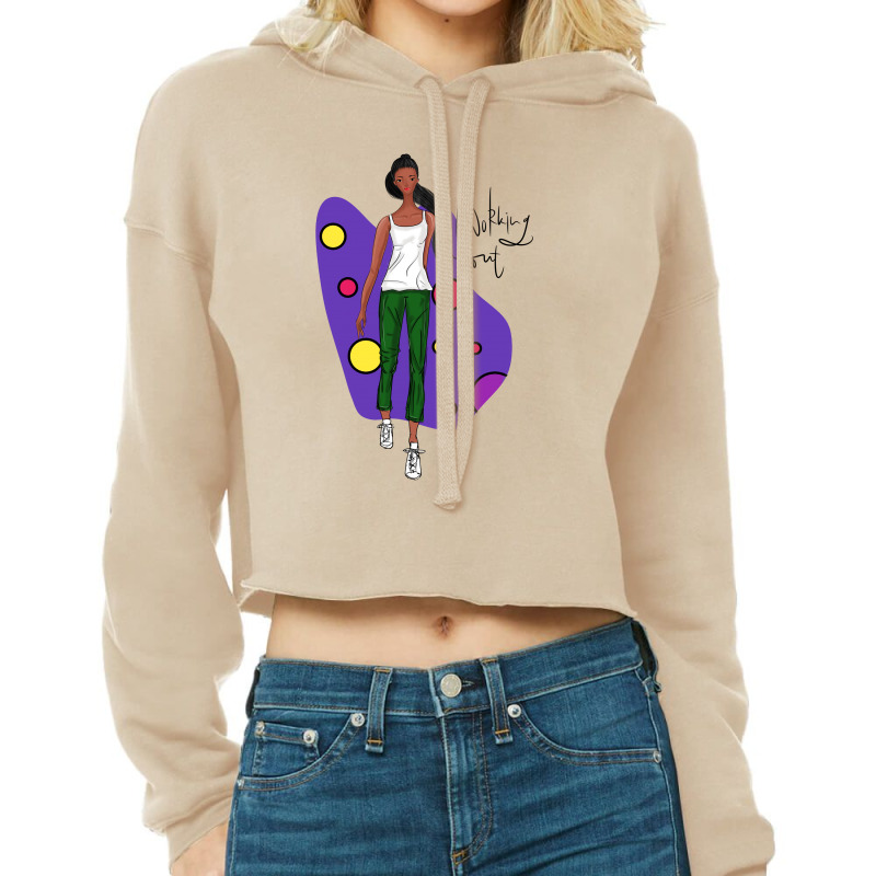 Working Out Girl Cropped Hoodie by Q & T | Artistshot