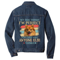 My Dog Thinks Im Perfect German Spitz Dog Retro St Men Denim Jacket | Artistshot