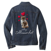 Lieblings Sleeping Shirt Cat With Heart Pyjamas Ca Ladies Denim Jacket | Artistshot